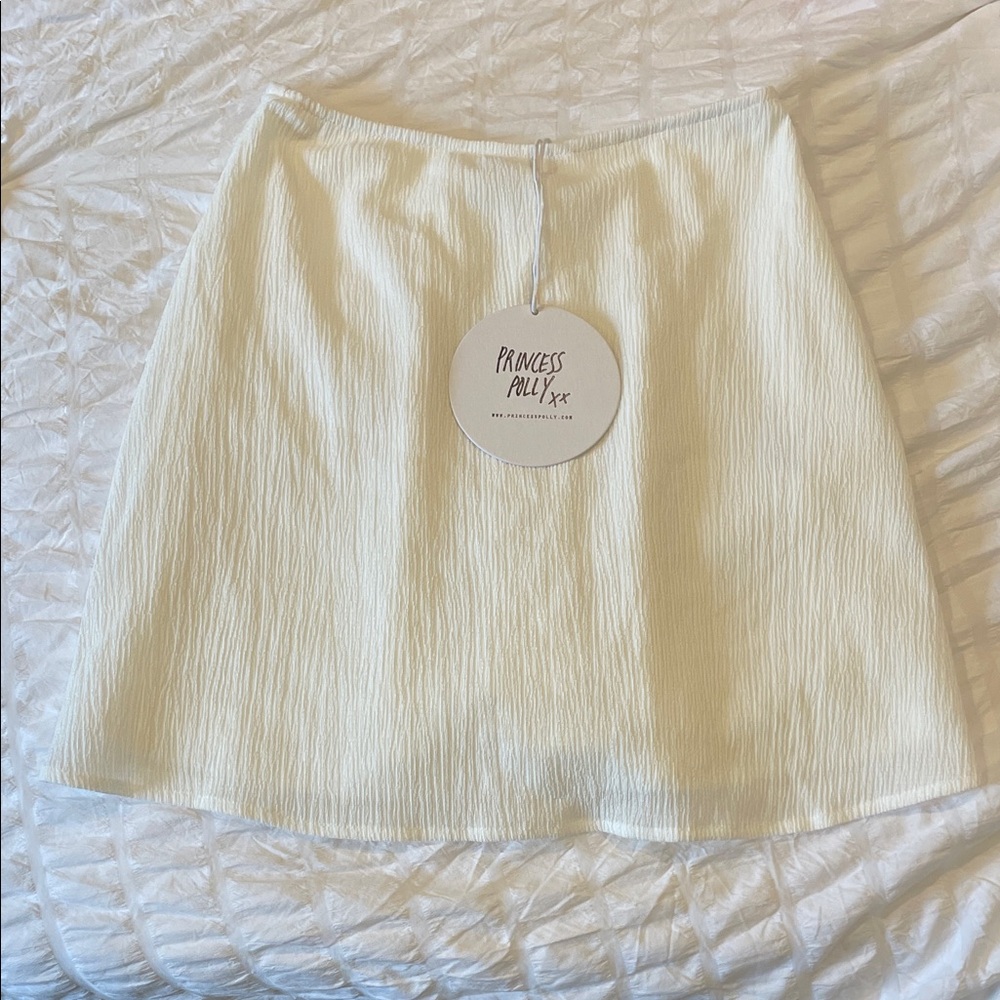 Princess Polly White Crinkle Mini Skirt